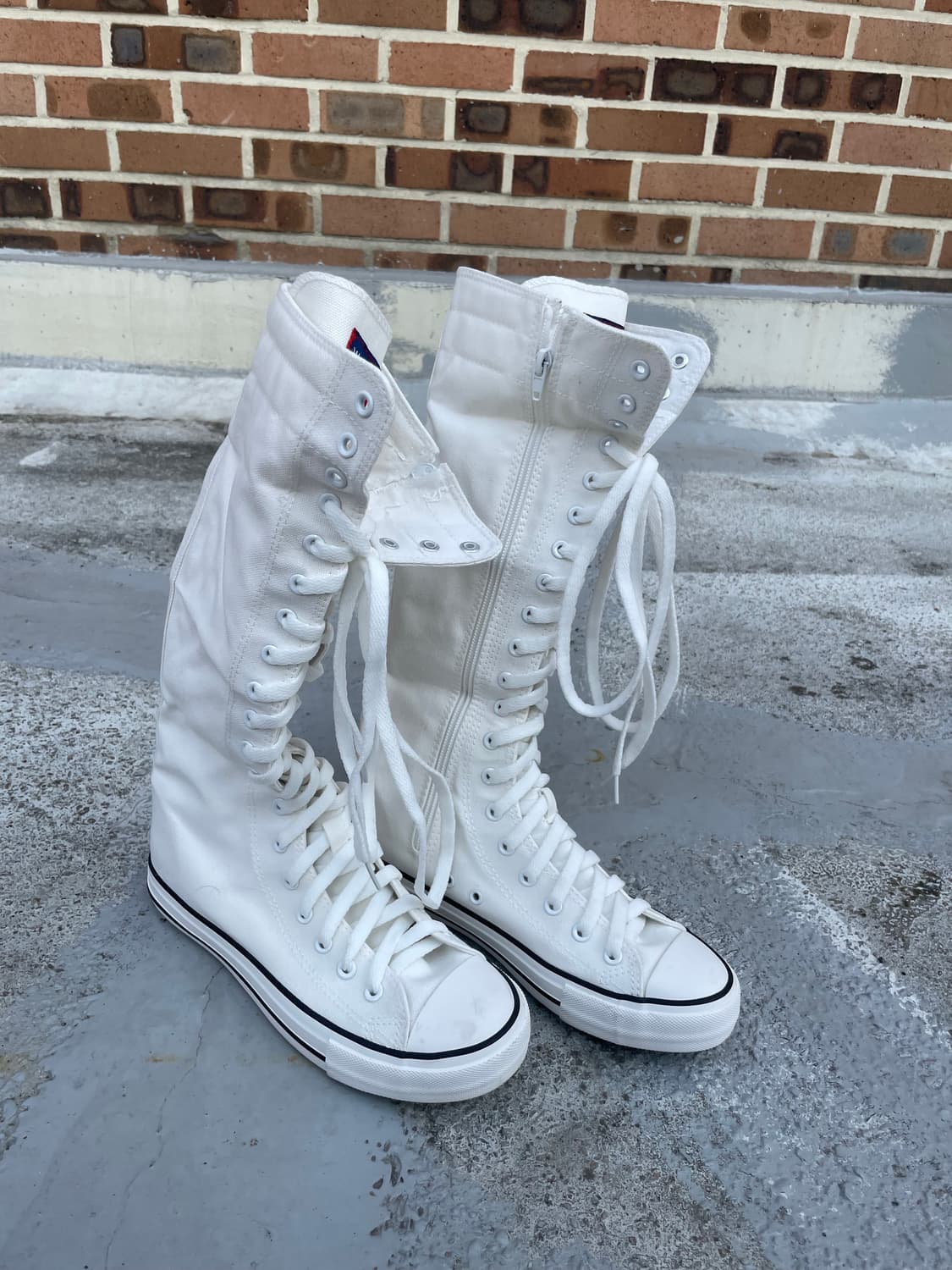 빈티지 화이트 롱 레이스업 스니커즈 상품이미지2