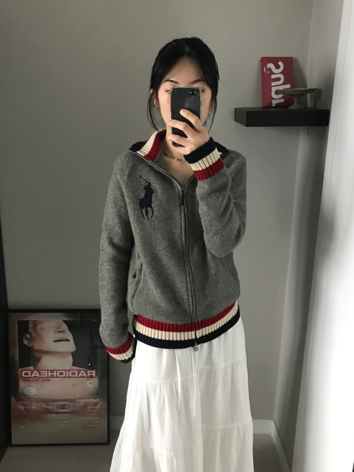 대장급 폴로 랄프로렌 빅 포니 로고 그레이 니트집업  상품이미지3