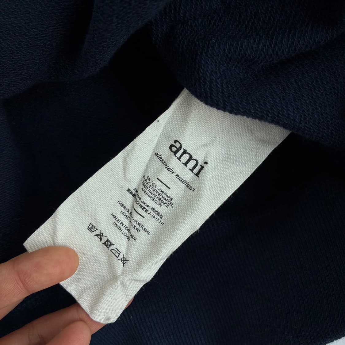 Ami  아미 스몰하트 로고 코튼 네이비 후드티  상품이미지6