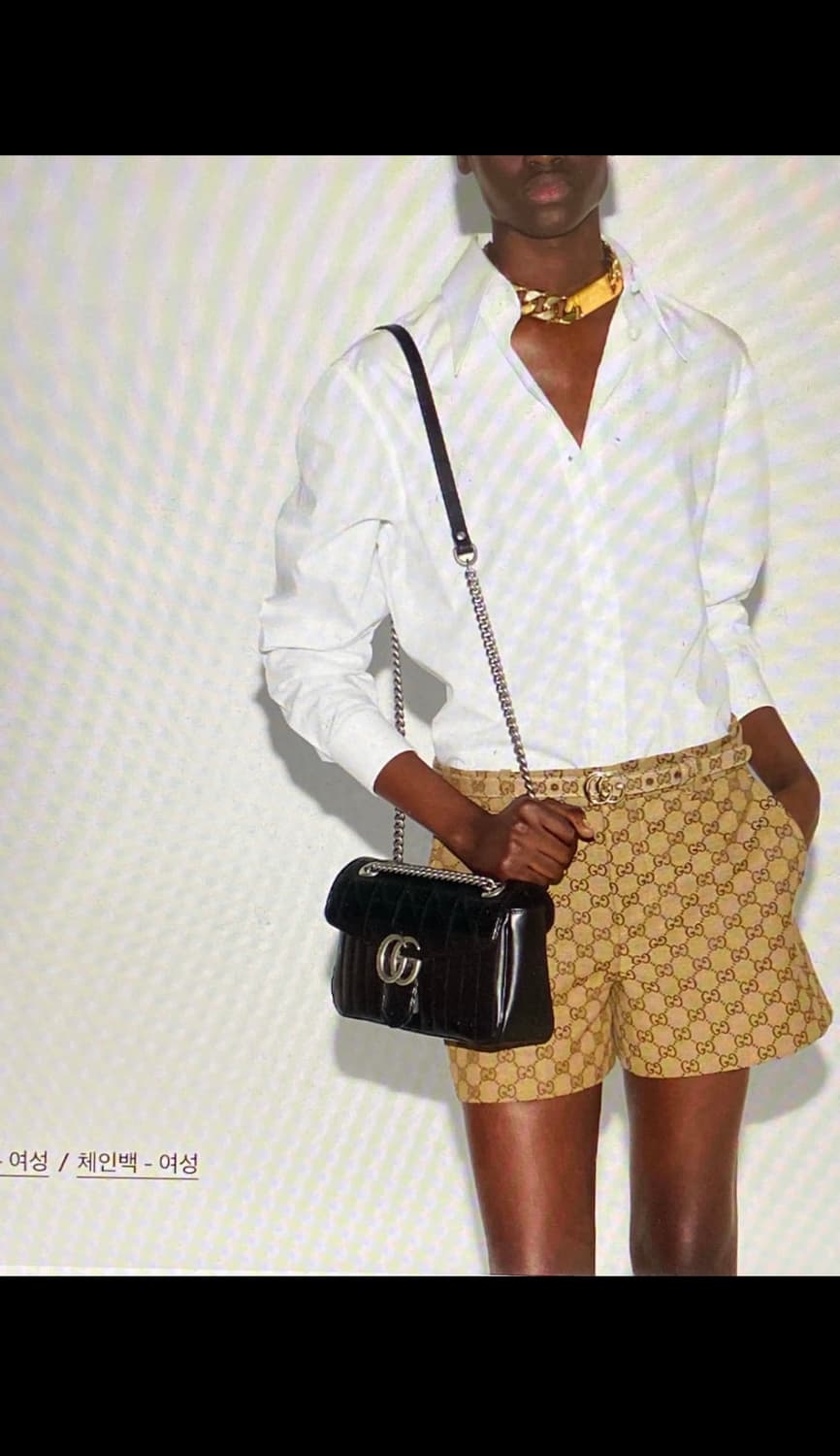 구찌 GG 마몽 마틀라세 블랙 실버 숄더백 (스몰) 상품이미지2