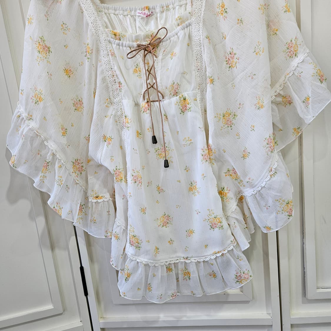 플라워 케이프 쉬폰 블라우스 상품이미지4