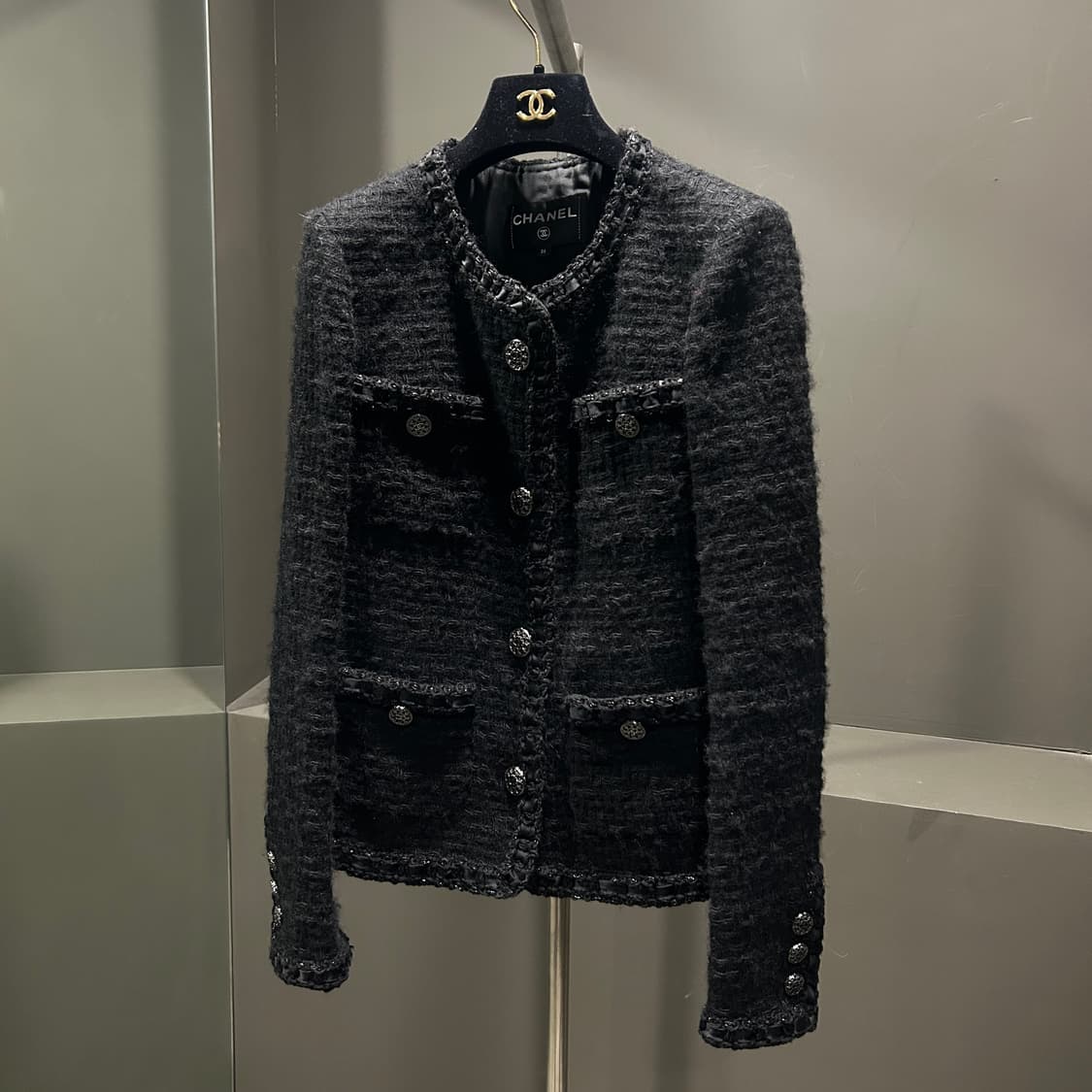 샤넬 브레이드 블랙 트위드 자켓 상품이미지1