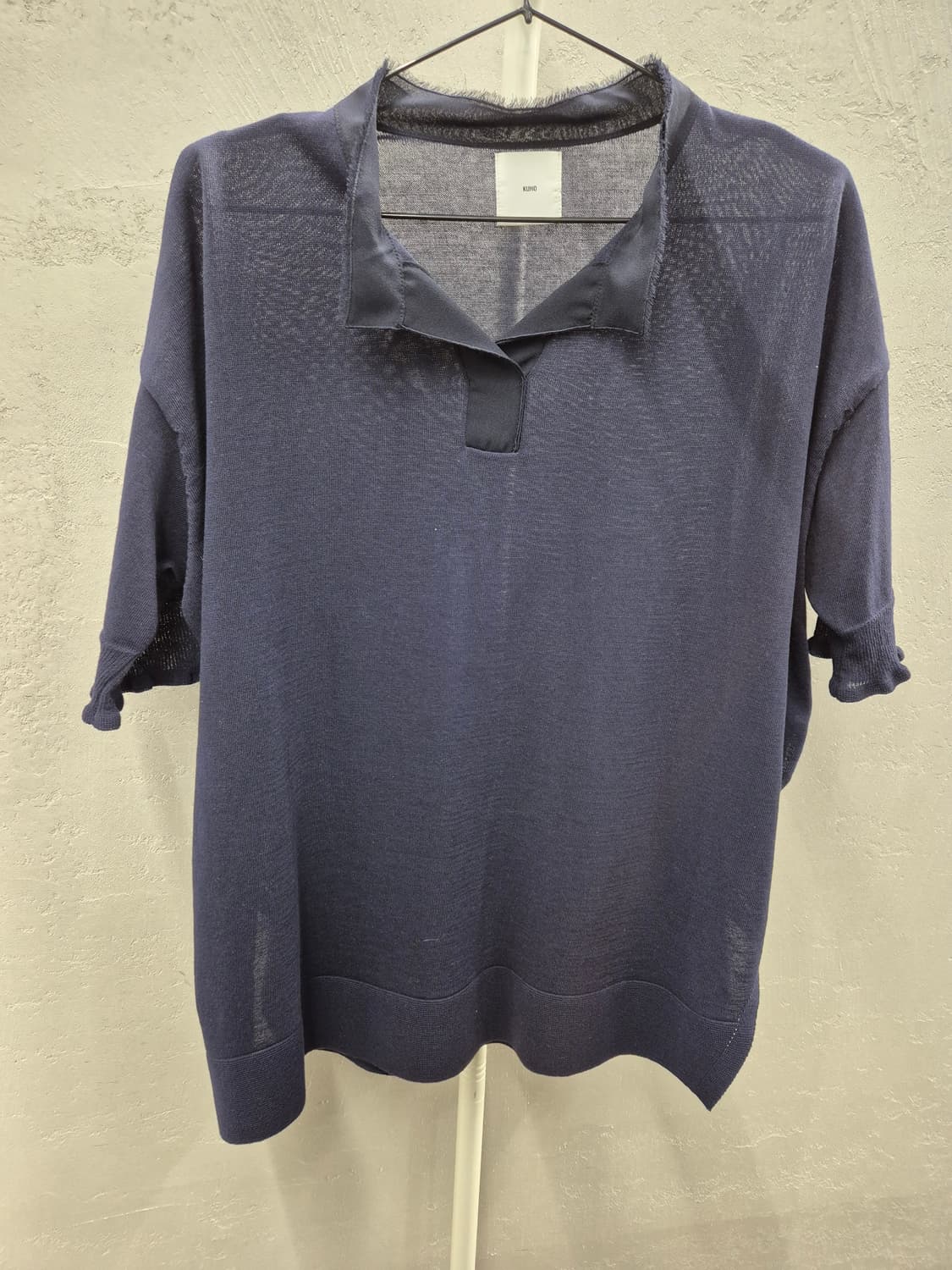 쿠호 네이비 린넨 혼방 카라 니트 S 상품이미지2