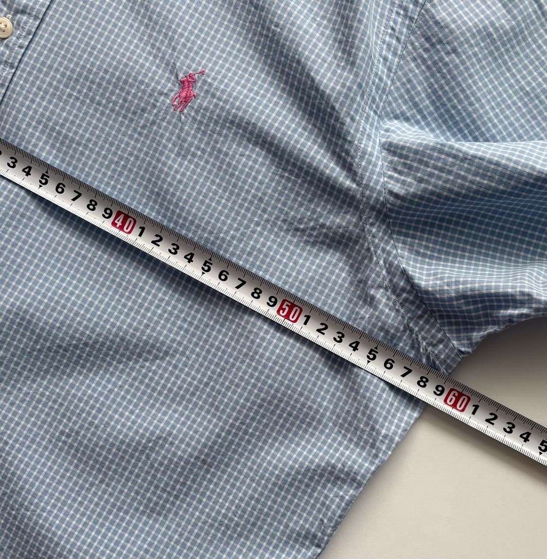 Polo 폴로랄프로렌 소라색 깅엄 체크 셔츠 상품이미지6