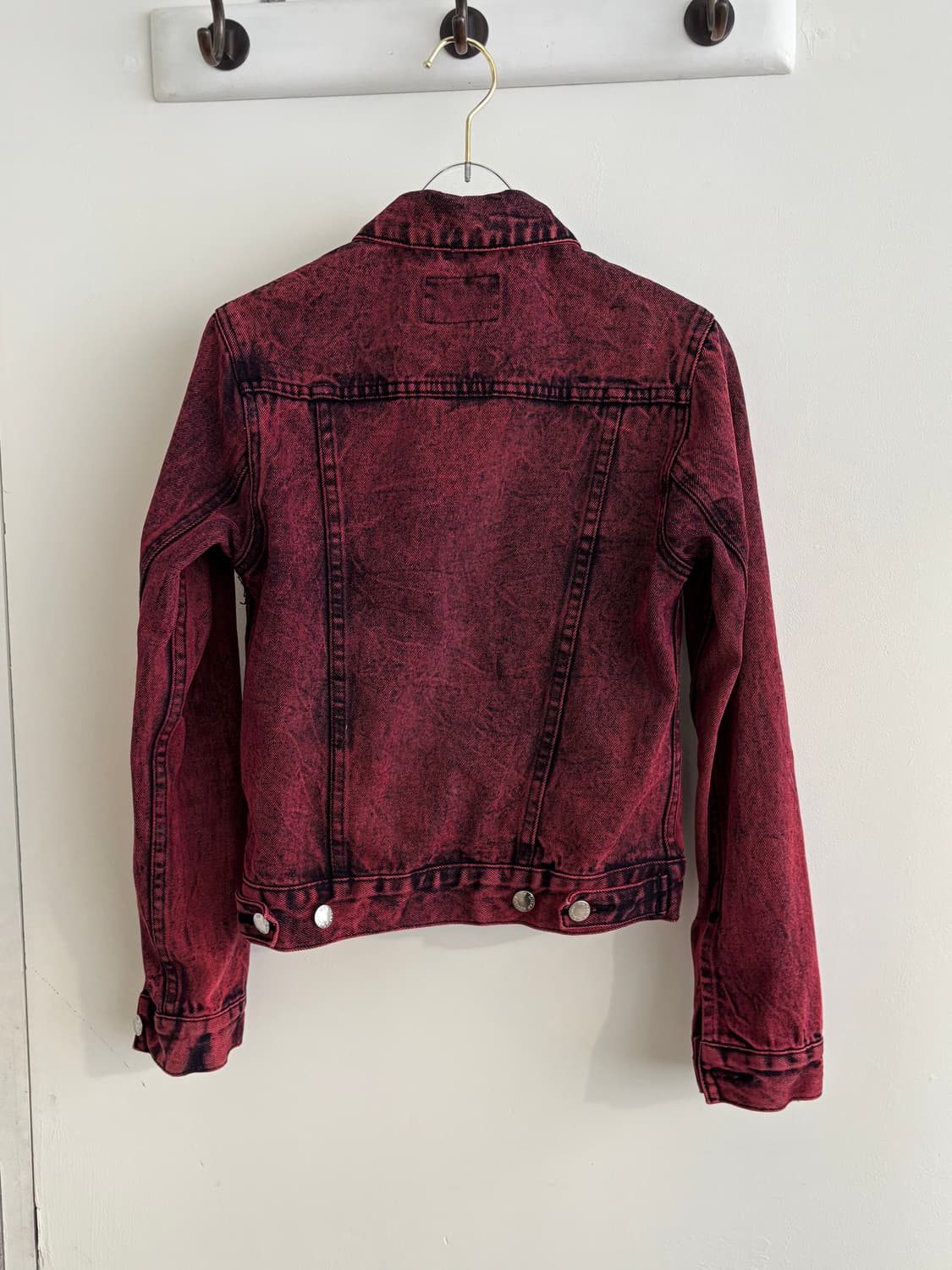 락시크 펑크룩 레드 데님 크롭 자켓 빈티지 청자켓 상품이미지4