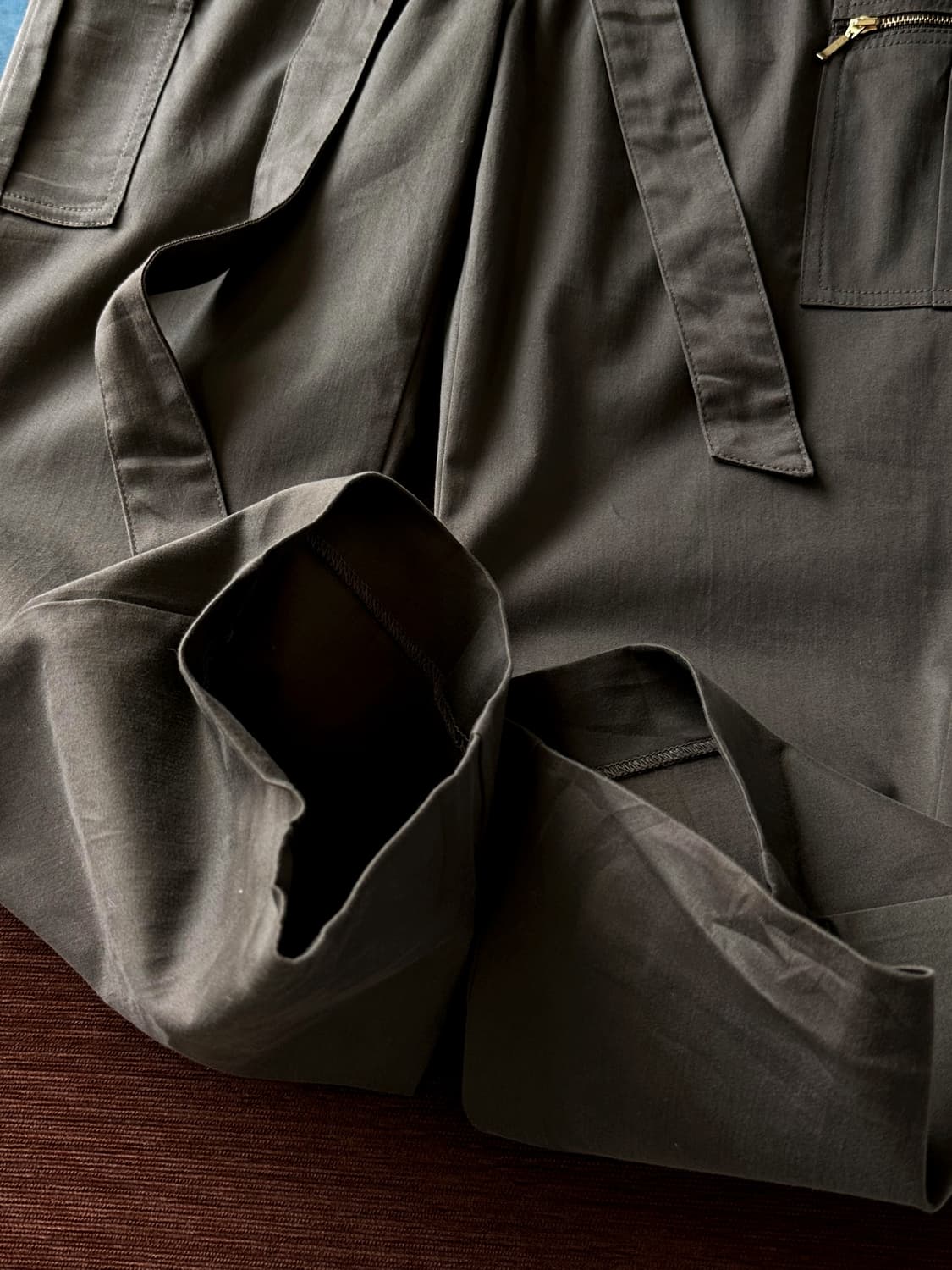 Cotton belted semi flare straight pants 상품이미지10