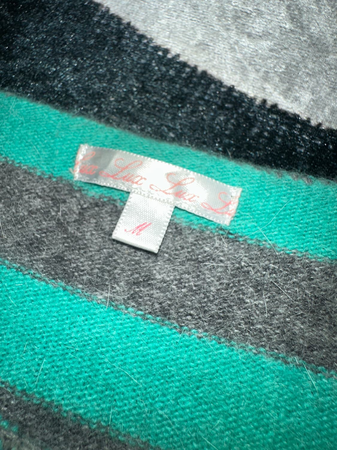 일본빈티지 Lux Lux Lux mint stripe cat knit  상품이미지5