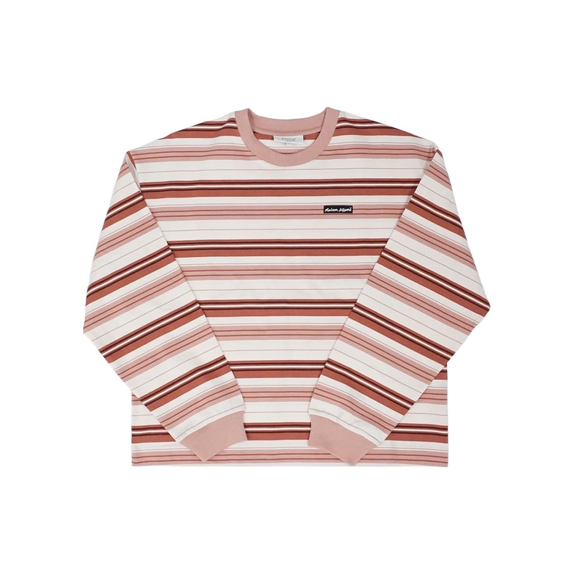 메종키츠네 핑크 스트라이프 긴팔티 상품이미지1