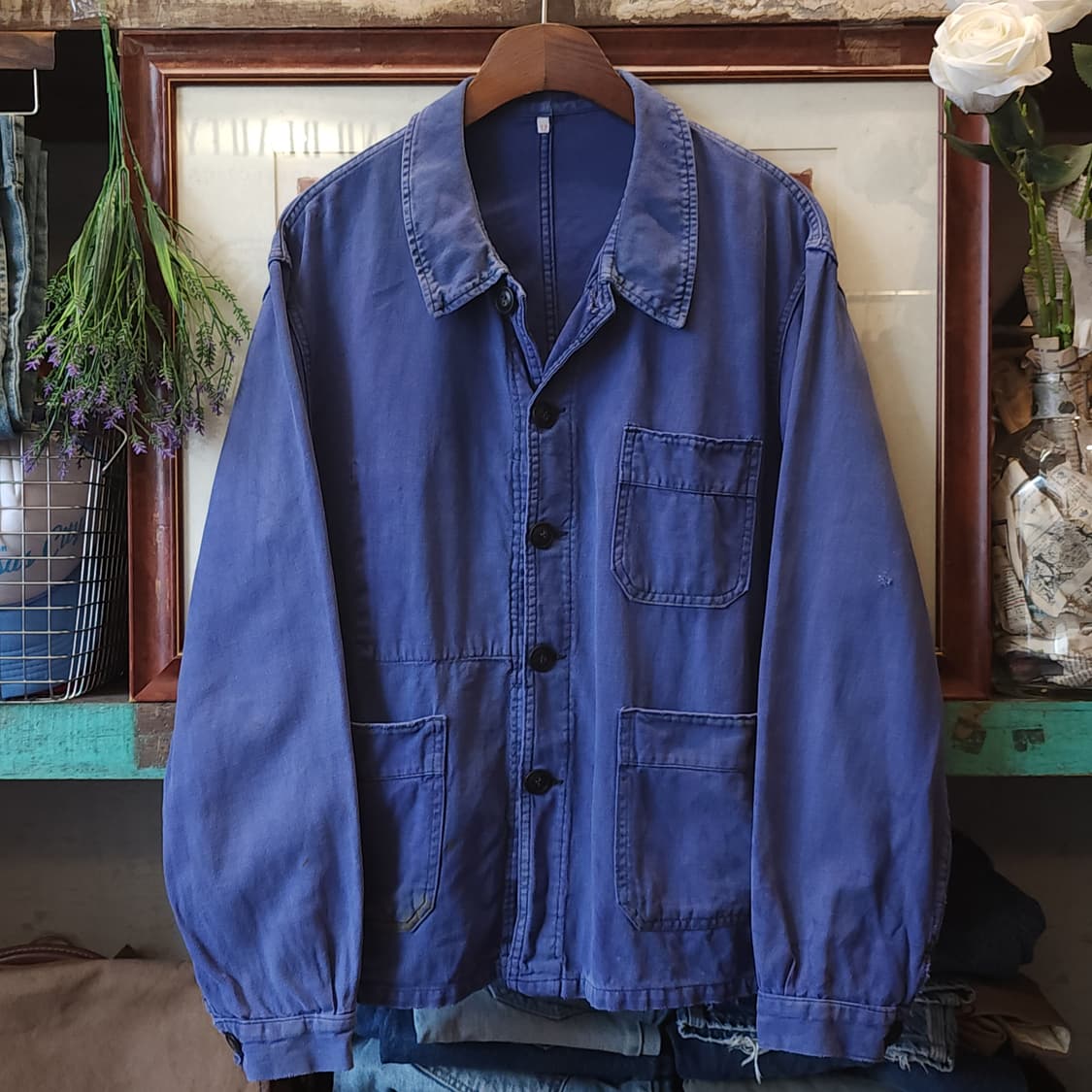 60s 프렌치 워크자켓 프렌치자켓 페이딩 블루 퍼플 52 상품이미지1
