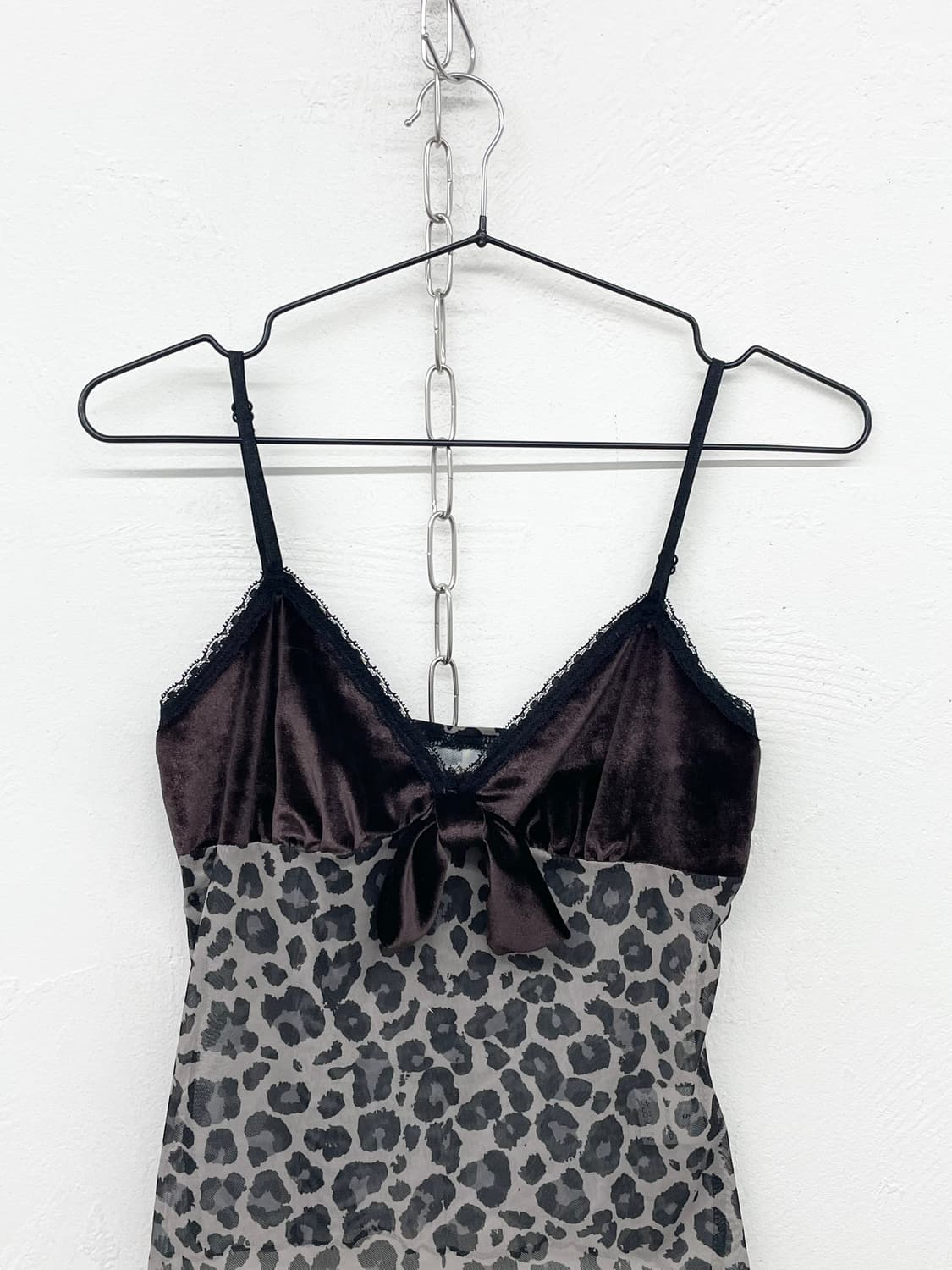 갸루 레오파드 리본 슬립 상품이미지5