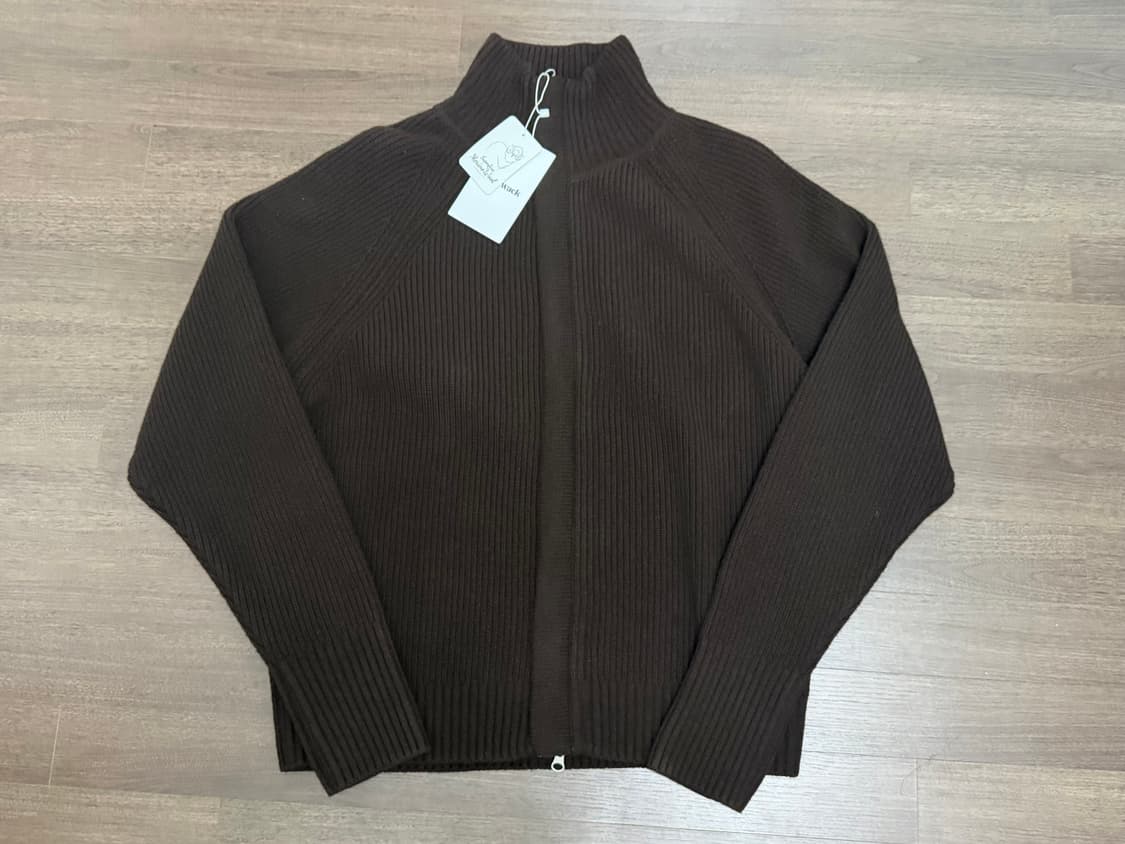 [L]토니웩 슈퍼파인 메리노울 플라켓 집업 니트 브라운 상품이미지3