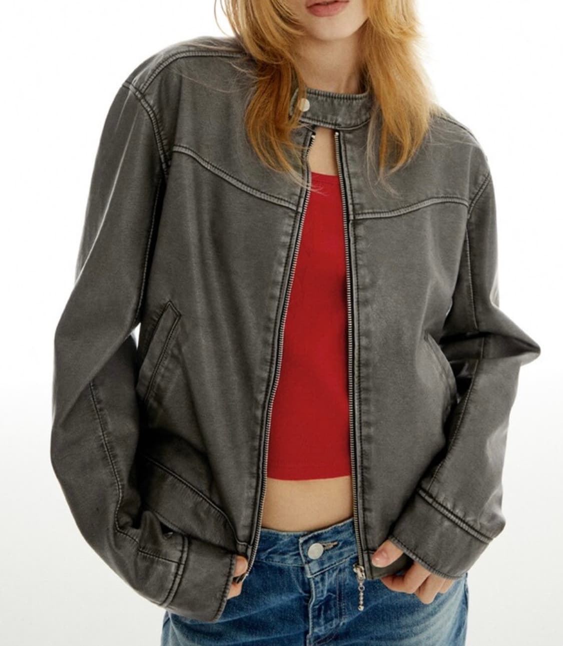 페퍼페퍼 비건 모터 레더자켓 상품이미지1