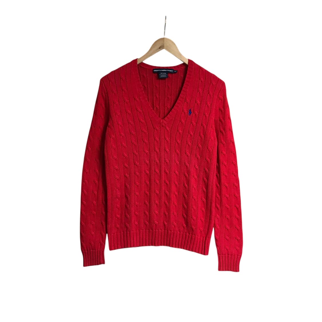 폴로 빨강 브이넥 여성니트 상품이미지2