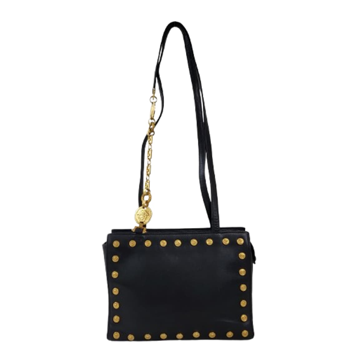 정품 베르사체 빈티지 블랙 레더 체인 숄더백 상품이미지1