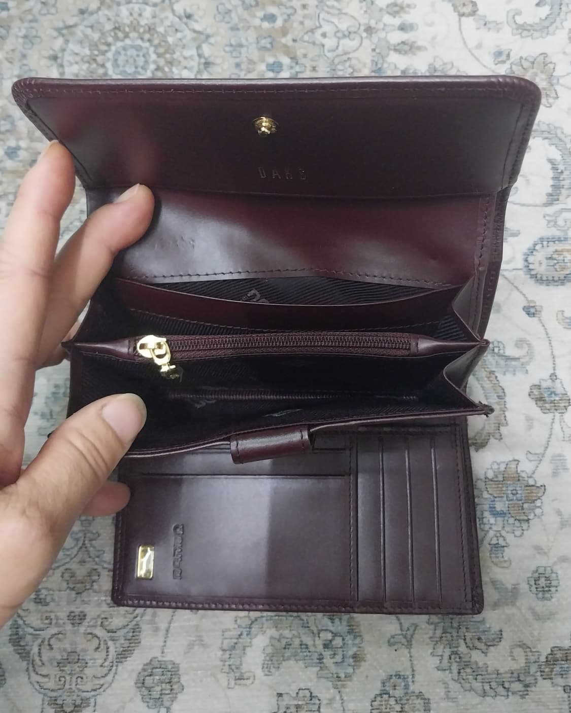 닥스 체크 반지갑 브라운 가죽 상품이미지3