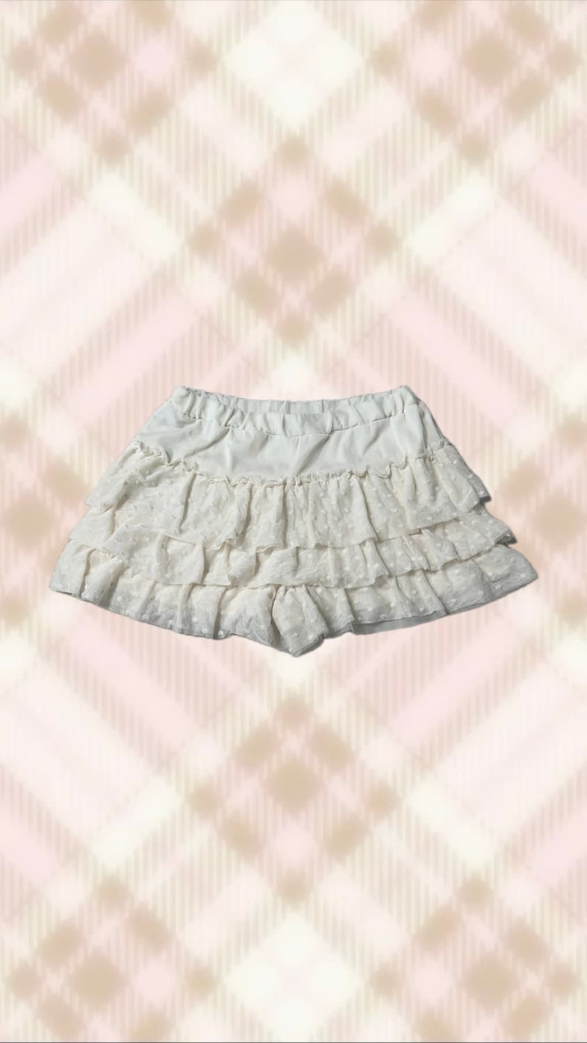 잉그니 아이보리 도트 땡땡이 큐롯 스커트 치마 라떼 히메 갸루 러블리 상품이미지1