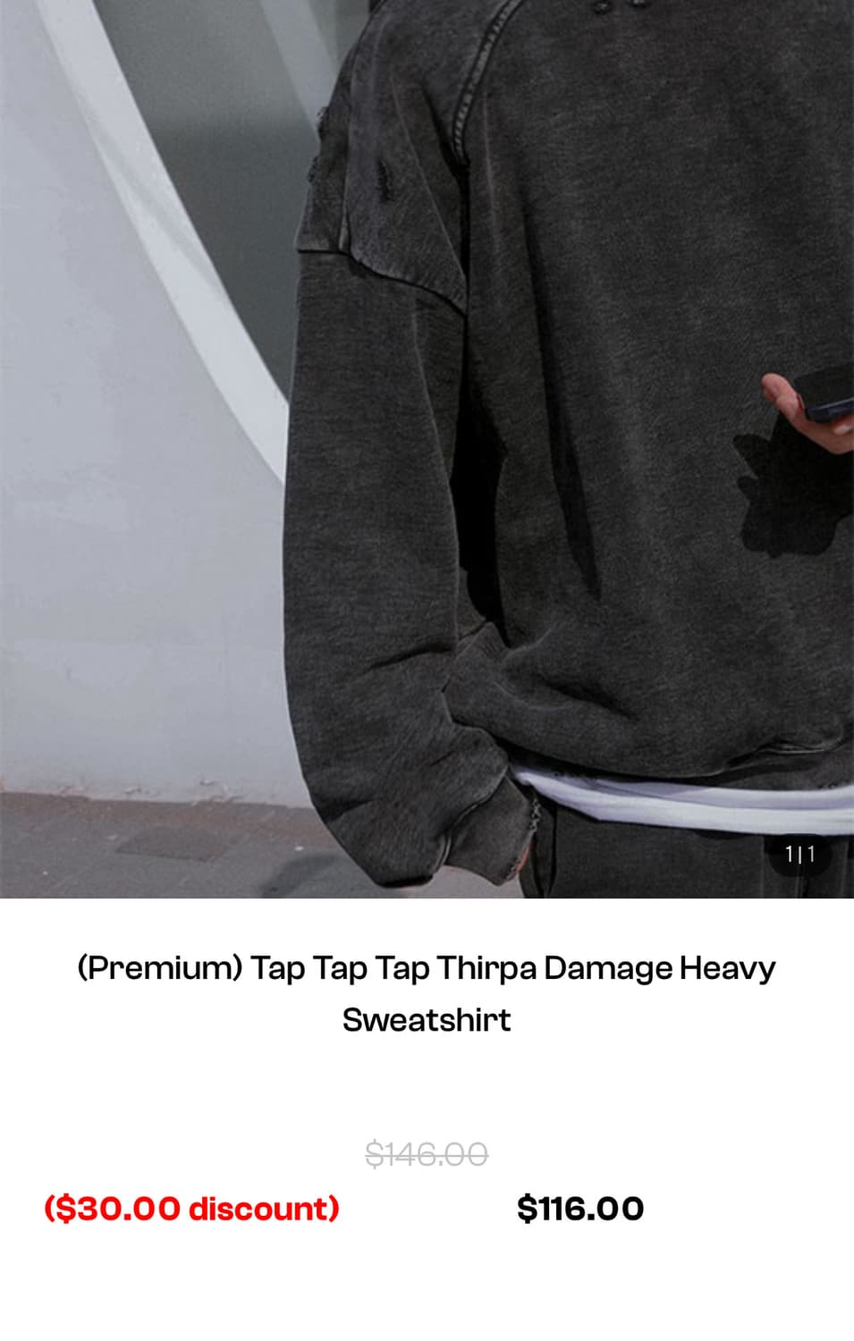 taptaptap 데미지 헤비웨이트 스웻셔츠 상품이미지8