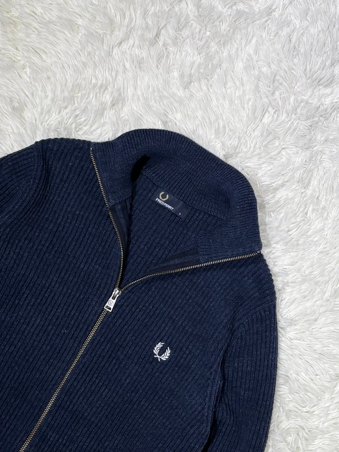 프레드페리 네이비 니트집업 상품이미지5