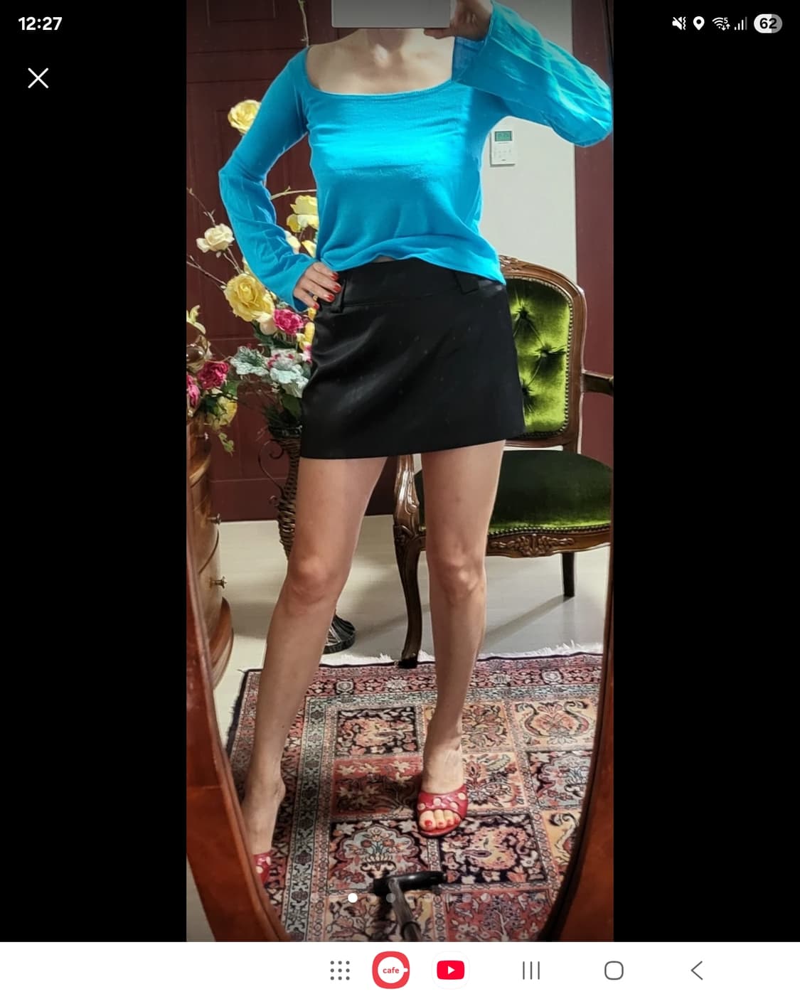 스페인 망고 MNG 블루 오프숄더 니트  상품이미지2