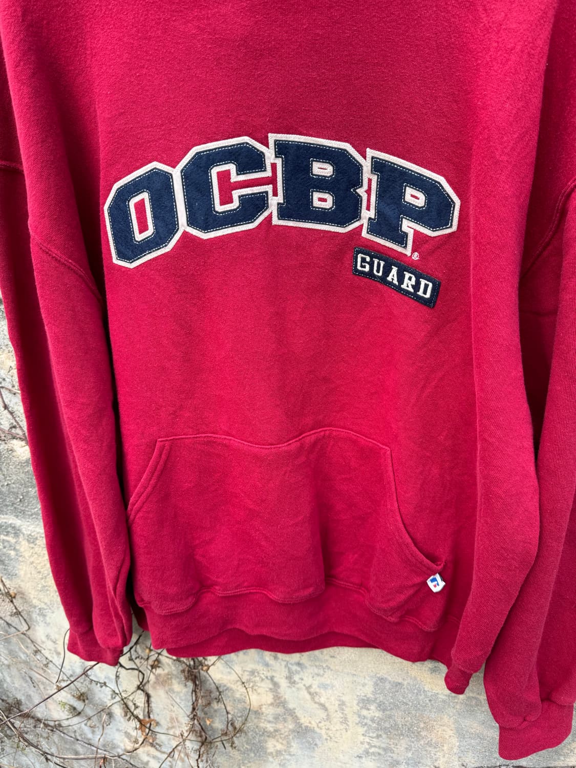 90s 러셀 애슬래틱 빈티지 배기 패치 후디 후드티 버건디 L 상품이미지3