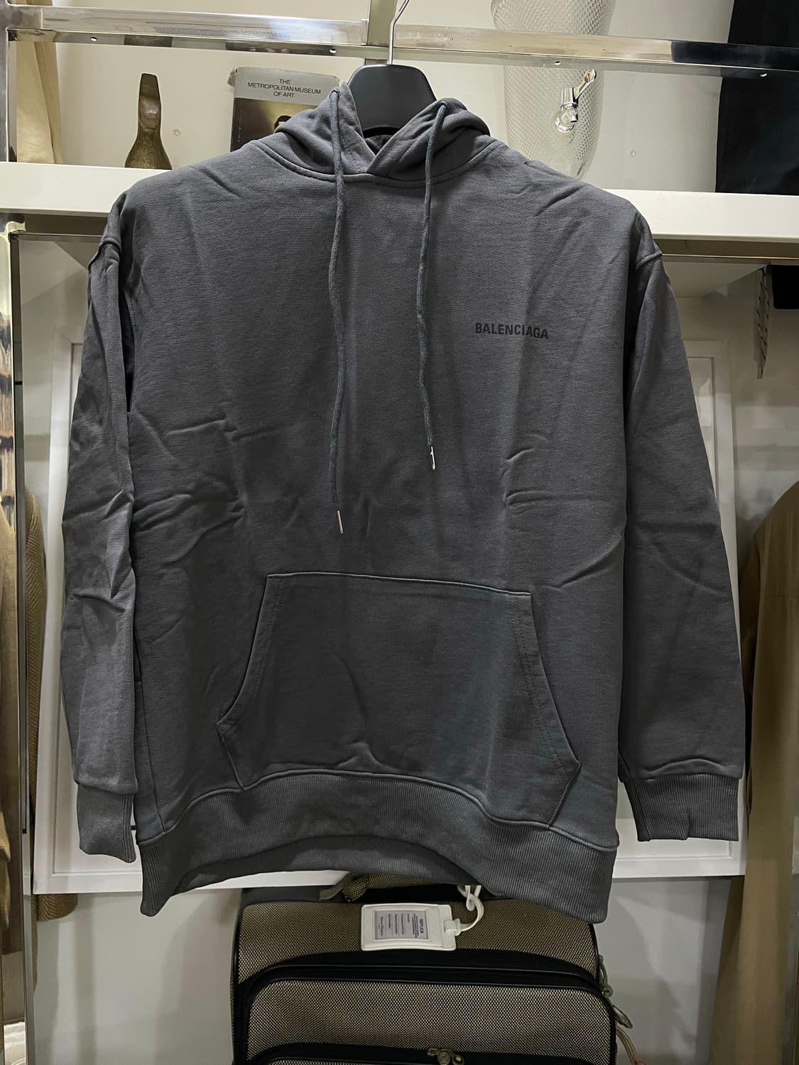 발렌시아가/그레이 피그먼트워싱 후드티(S) 상품이미지1