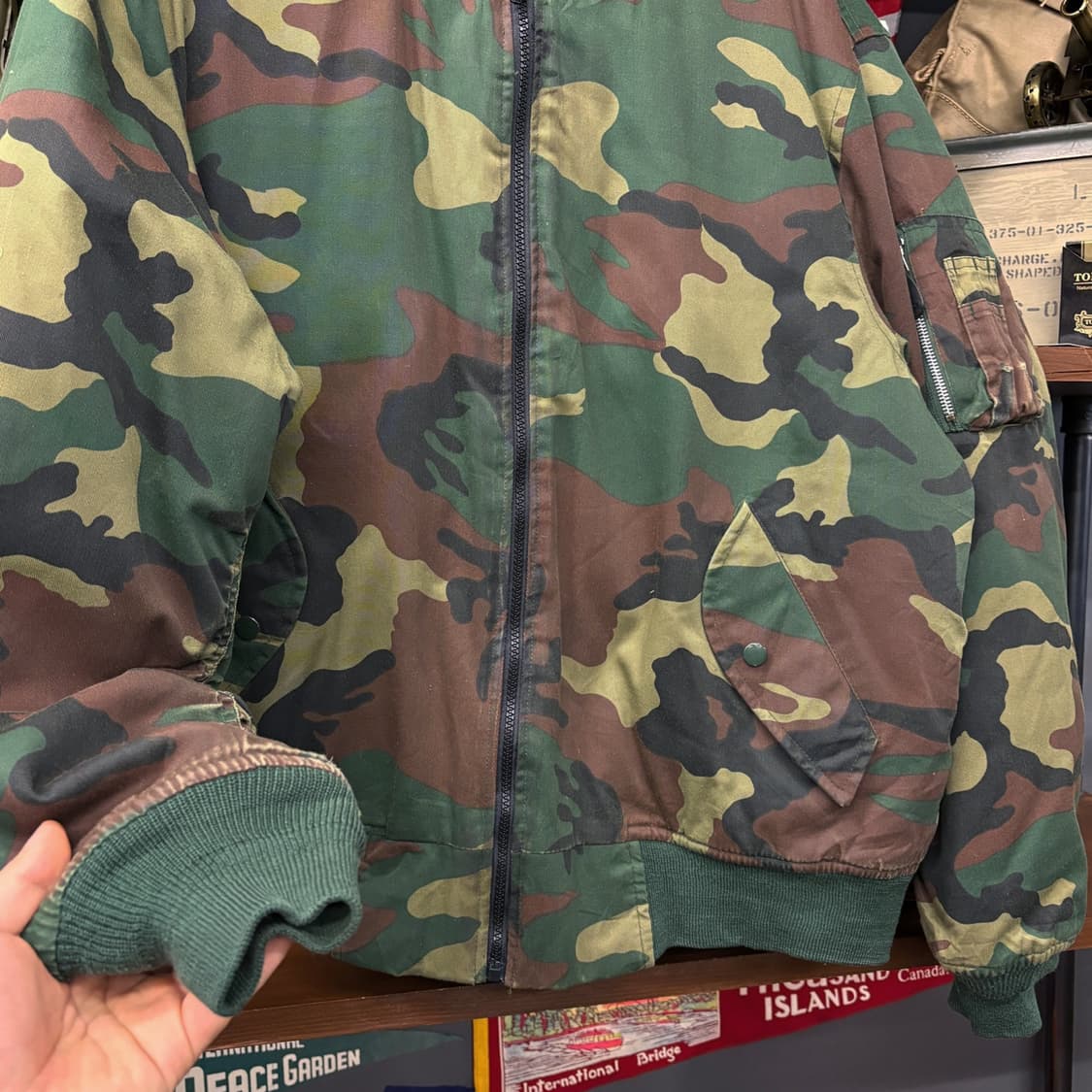 80s M81 우드랜드 카모패턴 리버시블 MA-1 플라이트 자켓 N478 상품이미지4