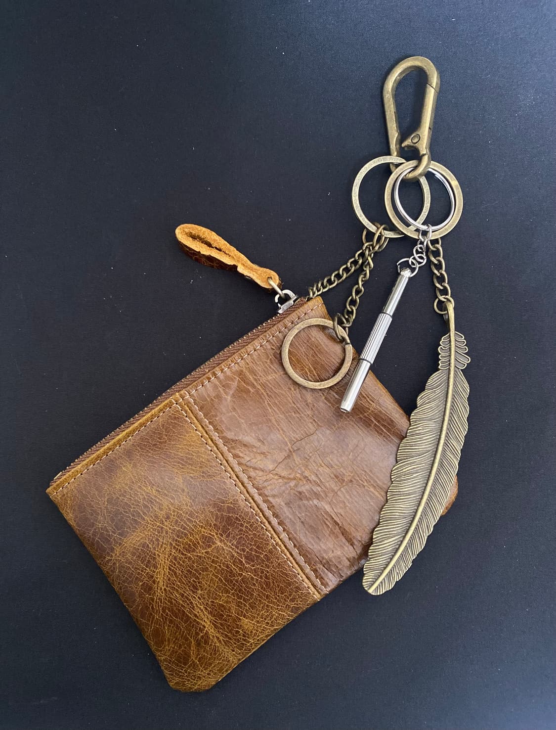 빈티지 레더 파우치 키링 상품이미지2