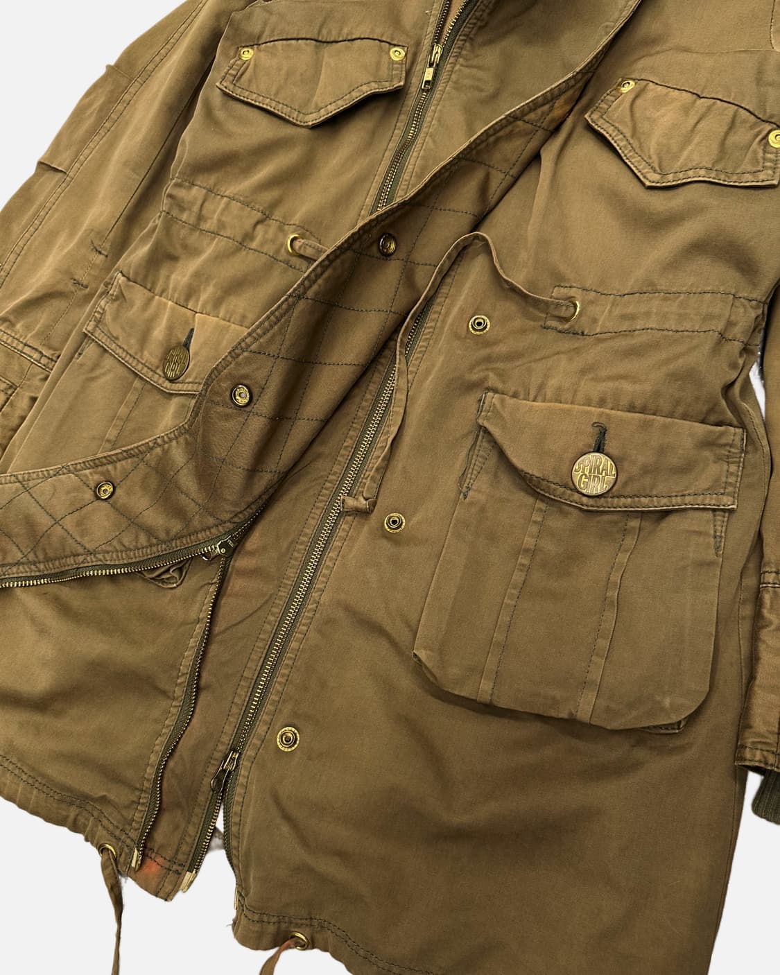 SPIRAL GIRL khaki fur hood parka 상품이미지5