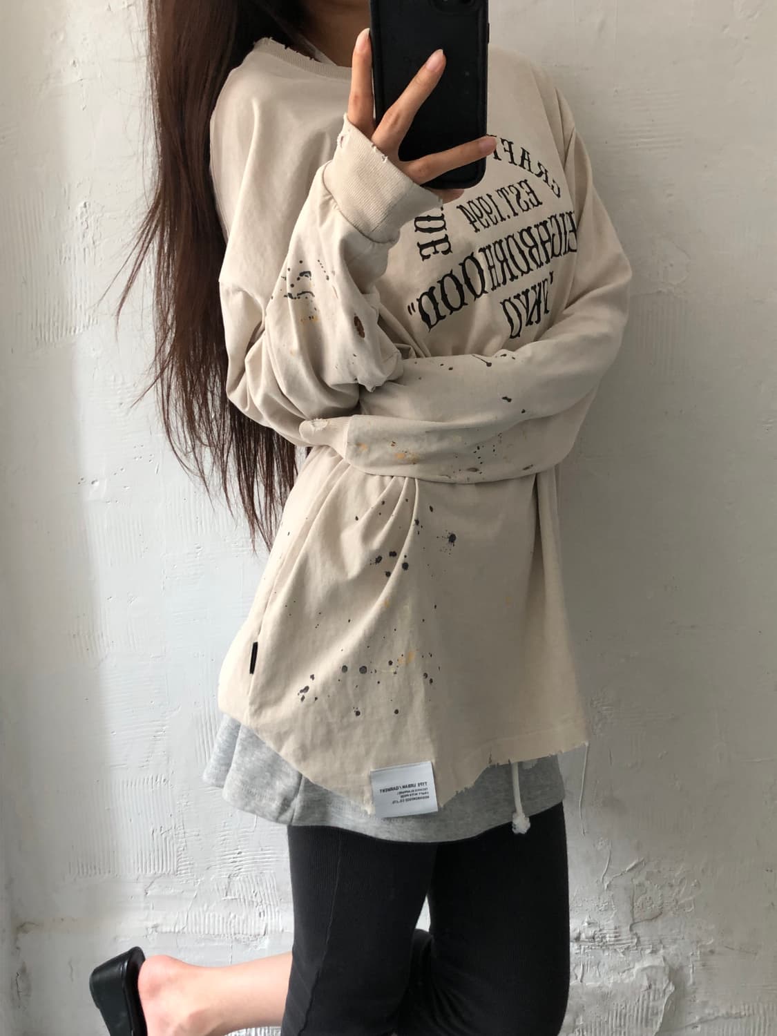NEIGHBORHOOD 네이버후드 베이지 레터링 그런지 맨투맨  상품이미지2