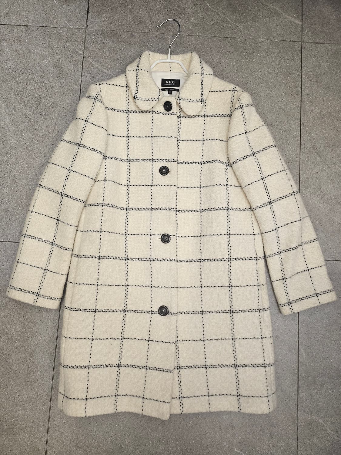 A.P.C. 체크 패턴 아이보리 코트 34 상품이미지2