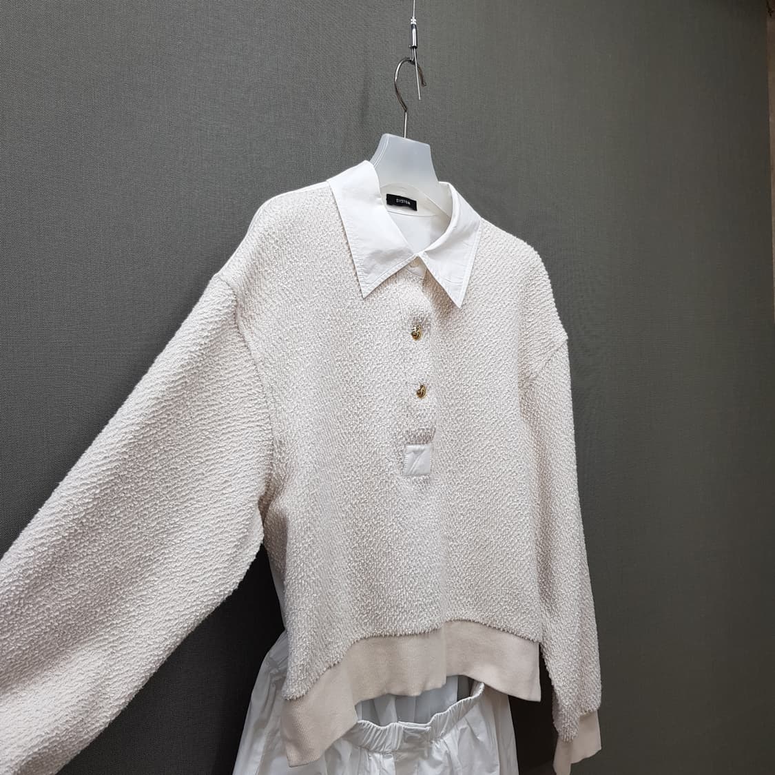 한섬 시스템 2022 레이어드 니트 셔츠 원피스 82-94-160사이즈 상품이미지3