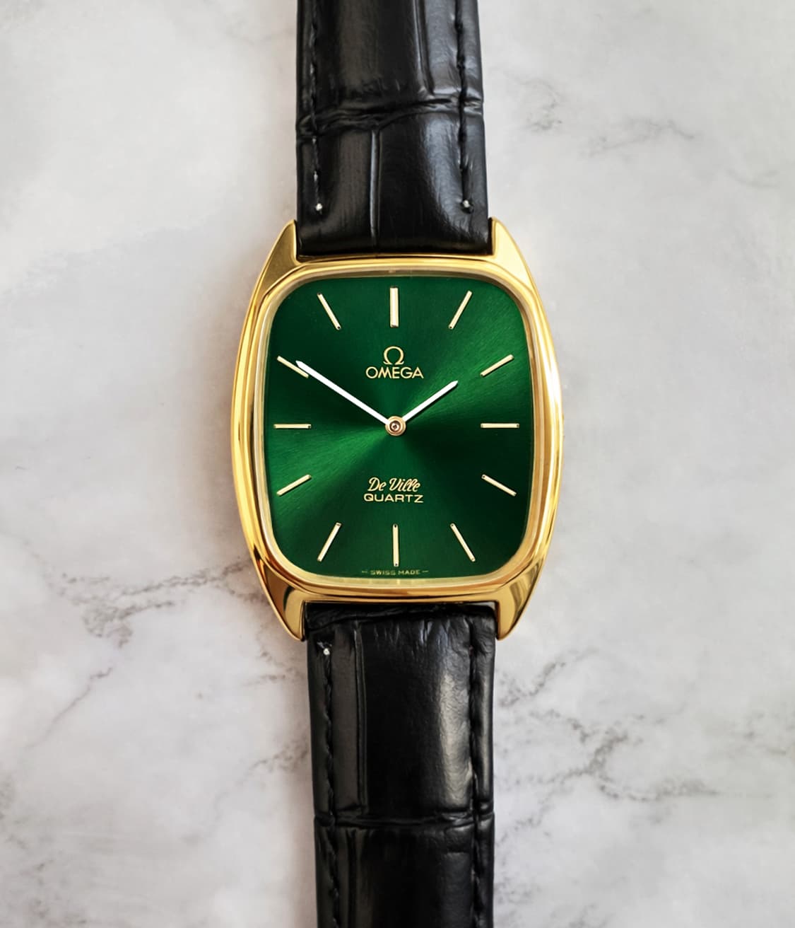 정품 오메가 드빌 쿼츠 그린 금장 빈티지 시계 상품이미지7