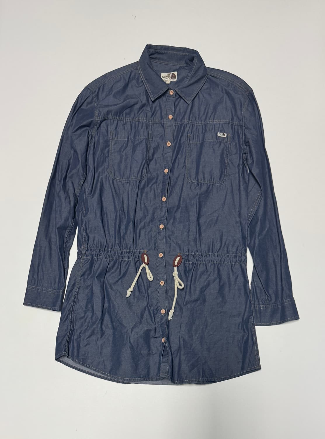 여성 노스페이스 빈티지 워싱 데님 셔츠형 원피스 S 상품이미지1