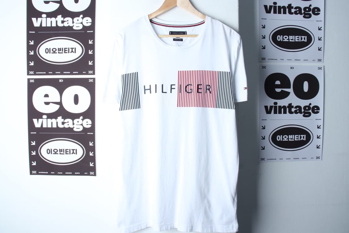 (L-2XL) 타미힐피거 반팔 티셔츠 빅로고 화이트 올드스쿨-H33475 상품이미지2