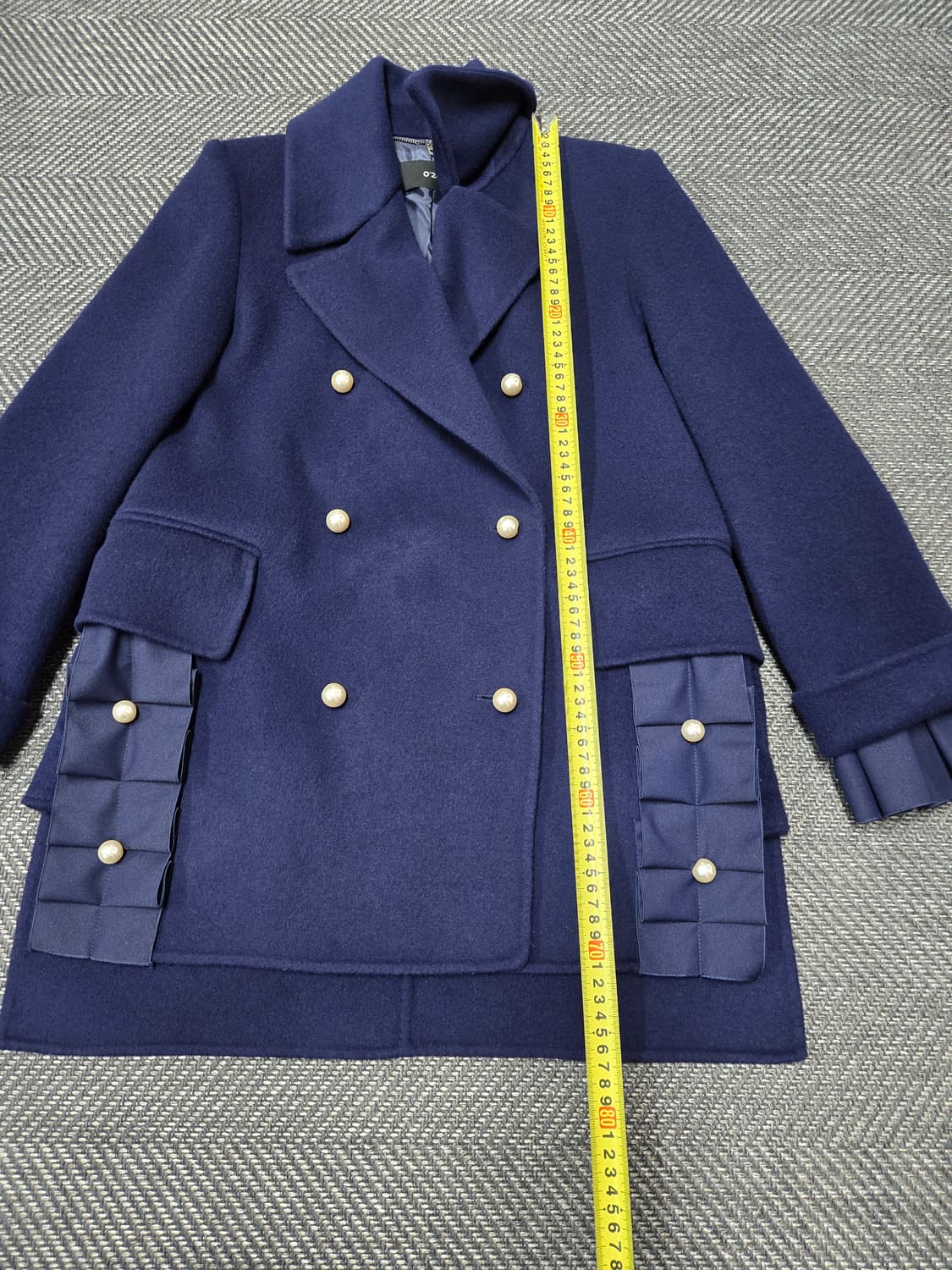 한섬 오즈세컨 O'2nd 네이비 하프코트 모90%캐시미어10%코트 상품이미지9