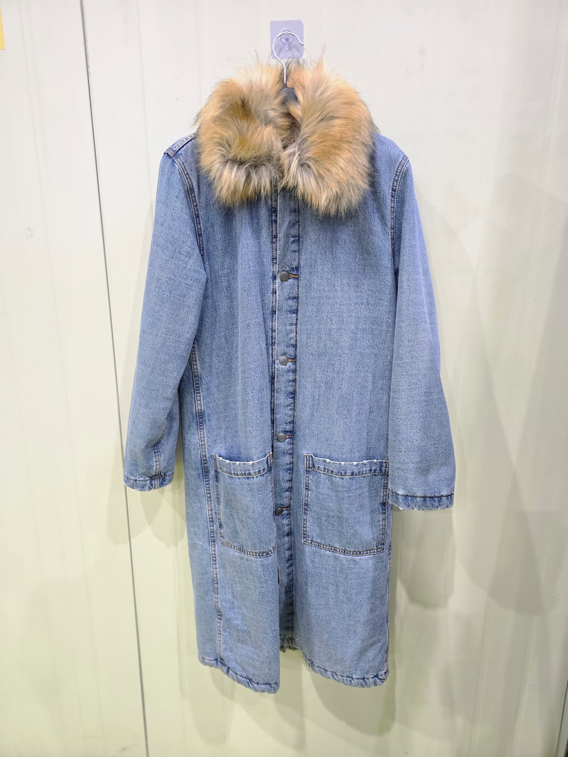 자라 빈티지 퍼 데님 롱 코트 상품이미지5