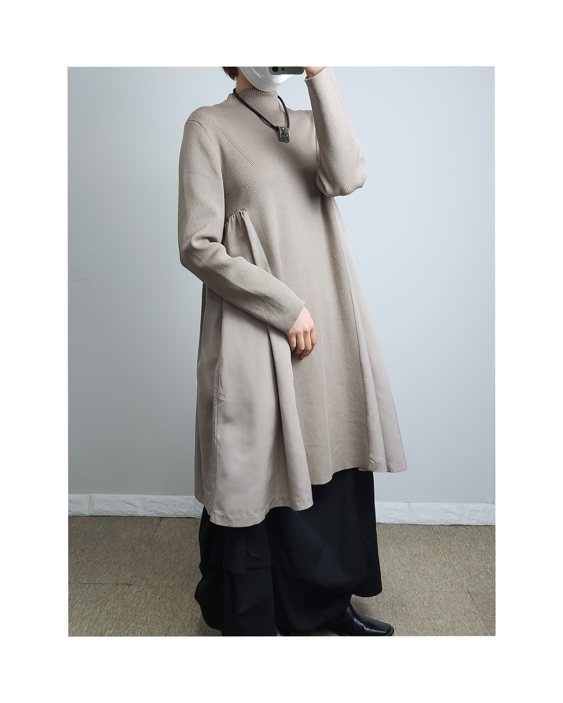 골지 셔링 원피스 상품이미지1