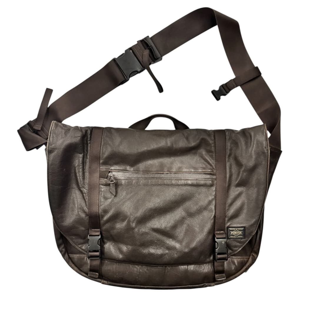 포터 줌 레더 메신저백 브라운 (L) 상품이미지2