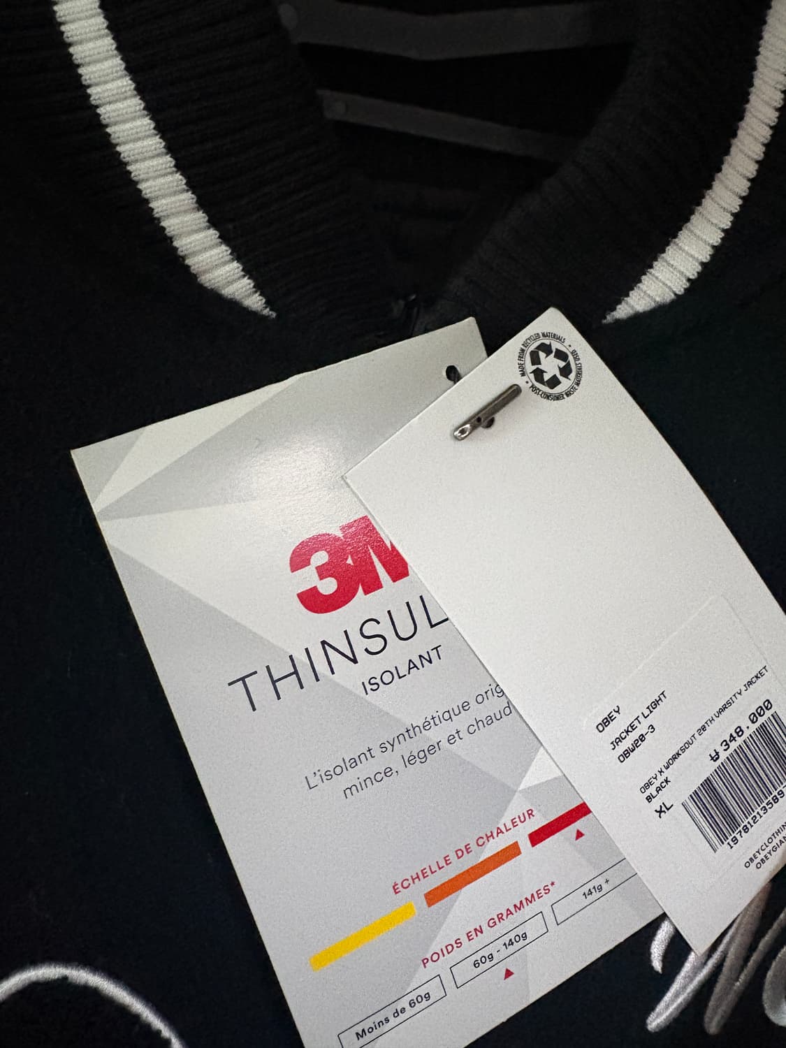 (새상품) 오베이 X 웍스아웃 20주년 바시티 자켓 블랙 xl 상품이미지5