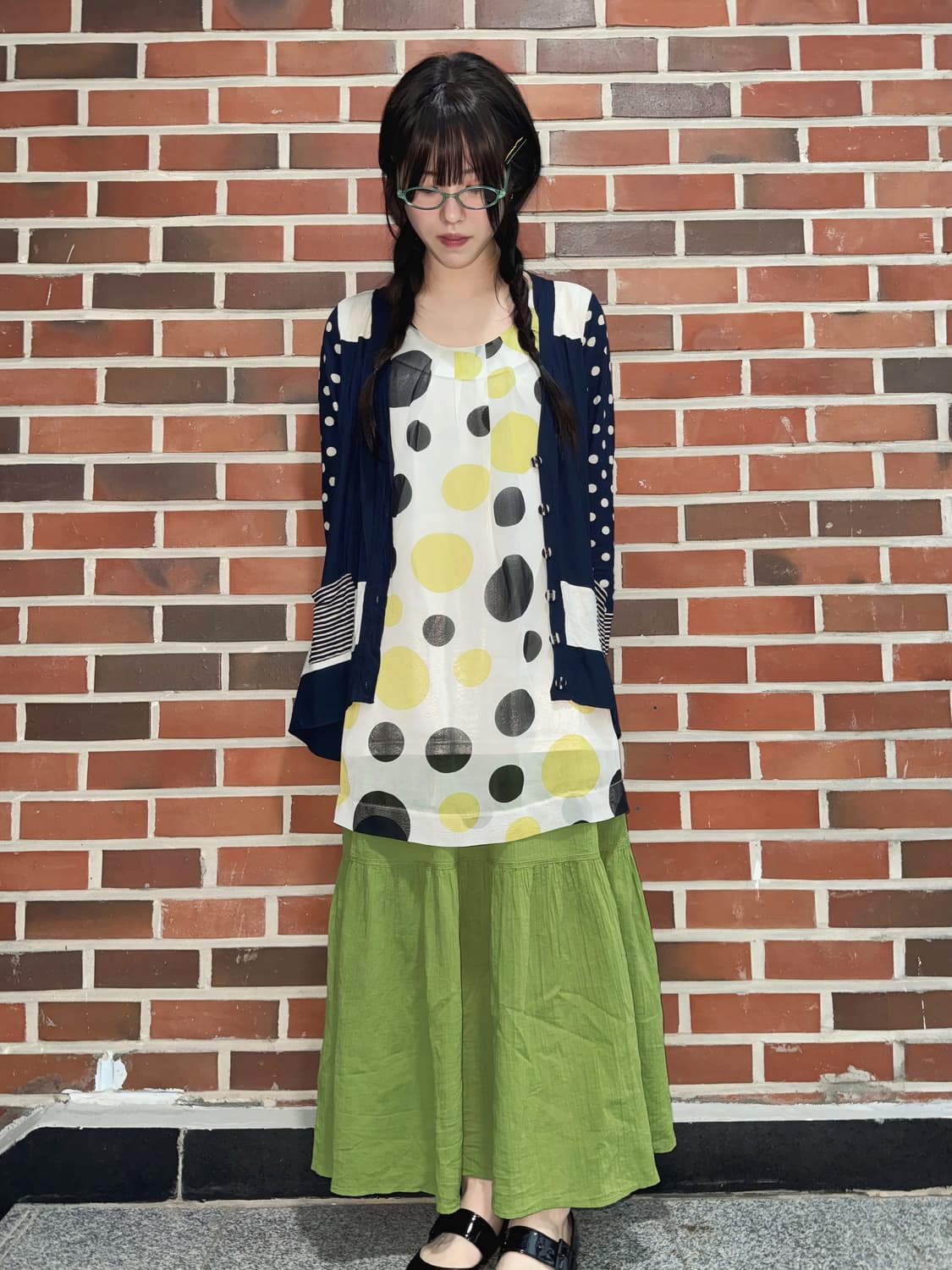 풋과일 도트 소녀 빈티지 코디세트 3pcs 상품이미지4