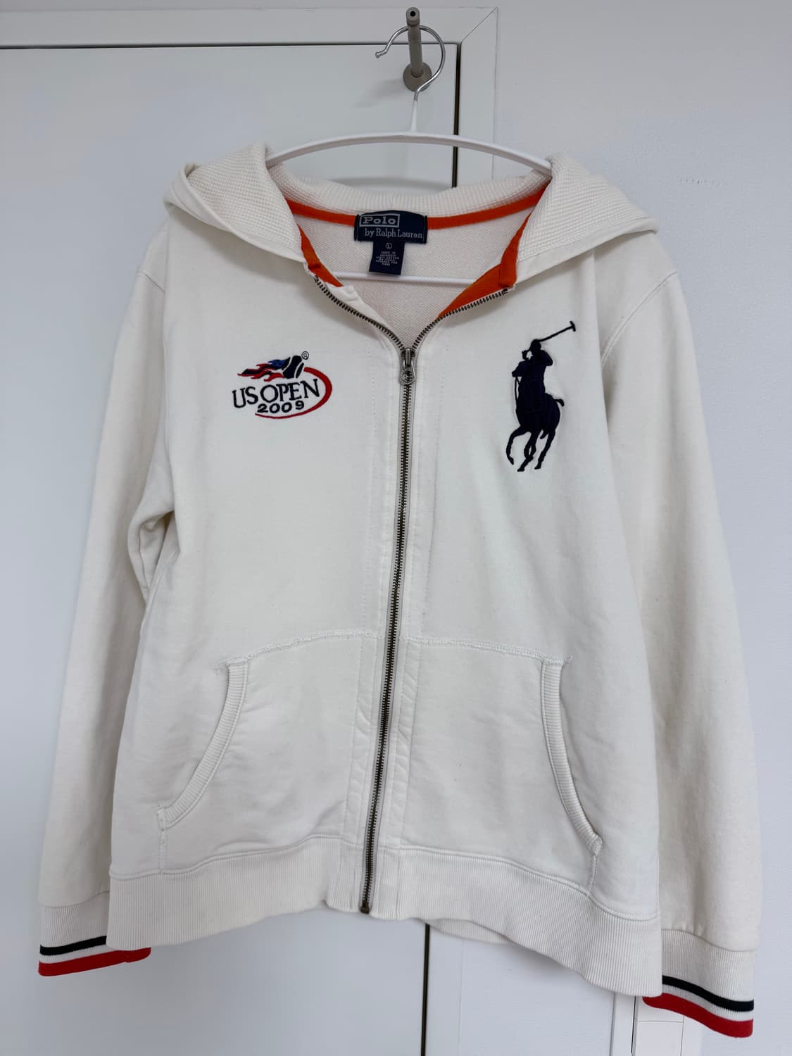 빅포니 화이트 후드집업 L 상품이미지3