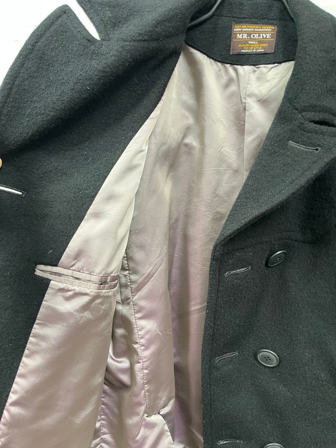 Mr.Olive JAPAN 블랙 더블 피코트 S 상품이미지5