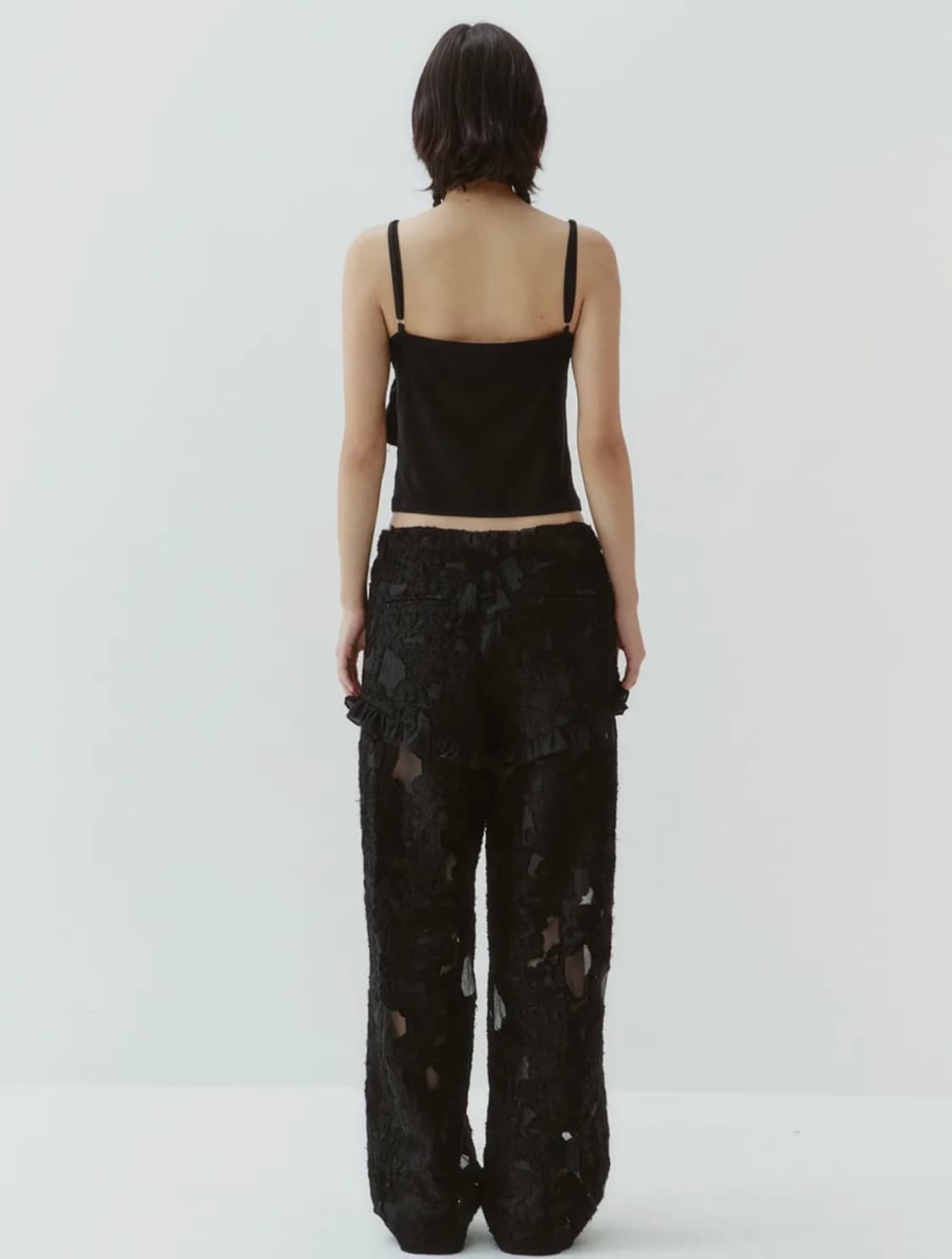 김미더영 코르사지 빈티지 자가드 베스트 탑 블랙 상품이미지3