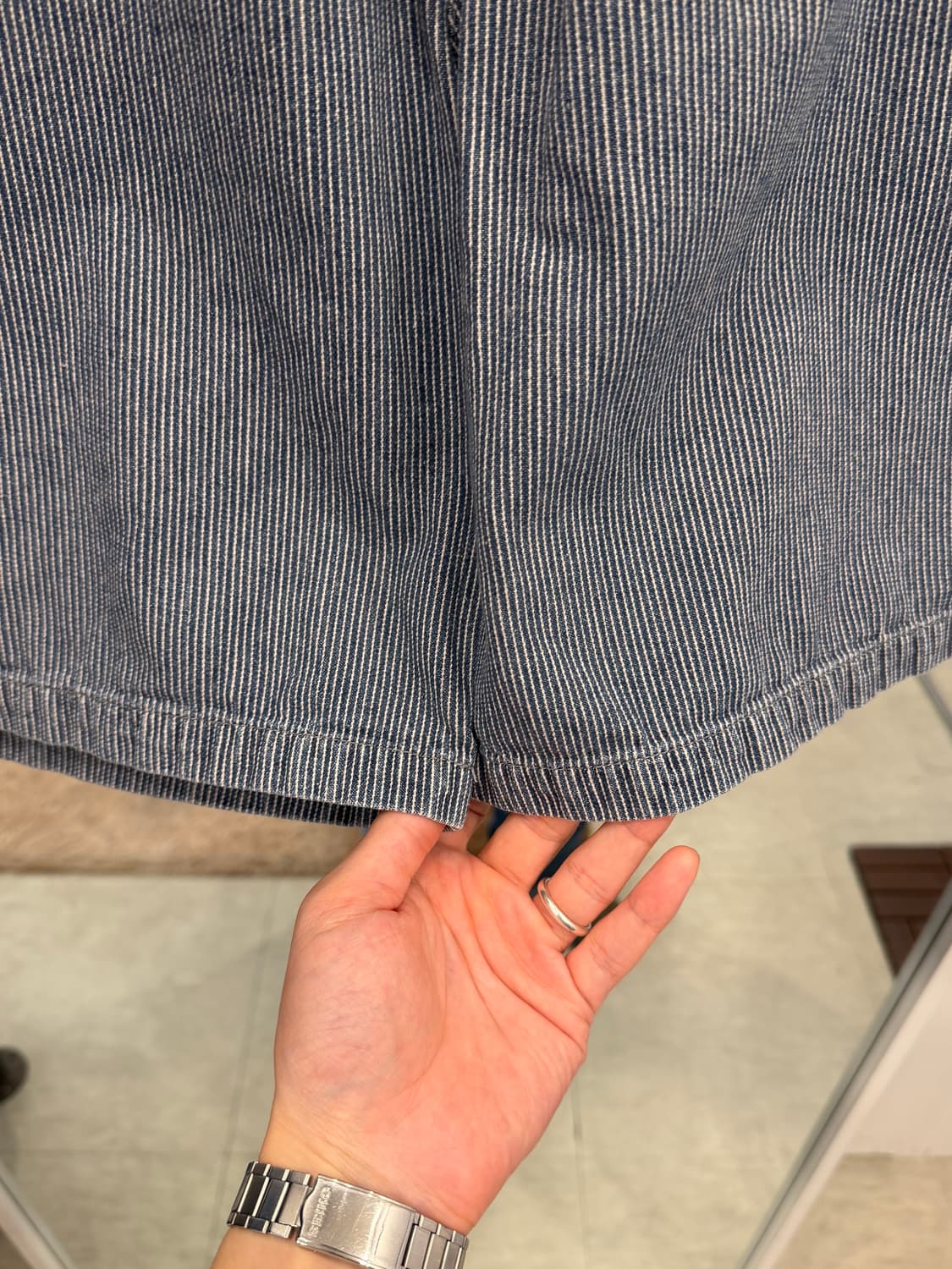 00s Dickies 디키즈 히코리 데님 밴딩 하프 팬츠 (32-38) 상품이미지3