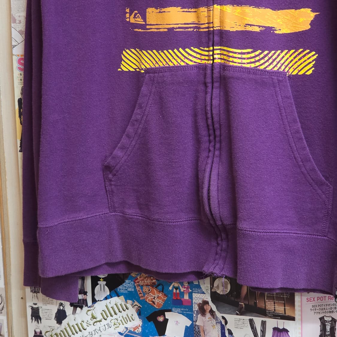 퀵실버 넥버튼 프린팅 퍼플 후드집업 상품이미지4