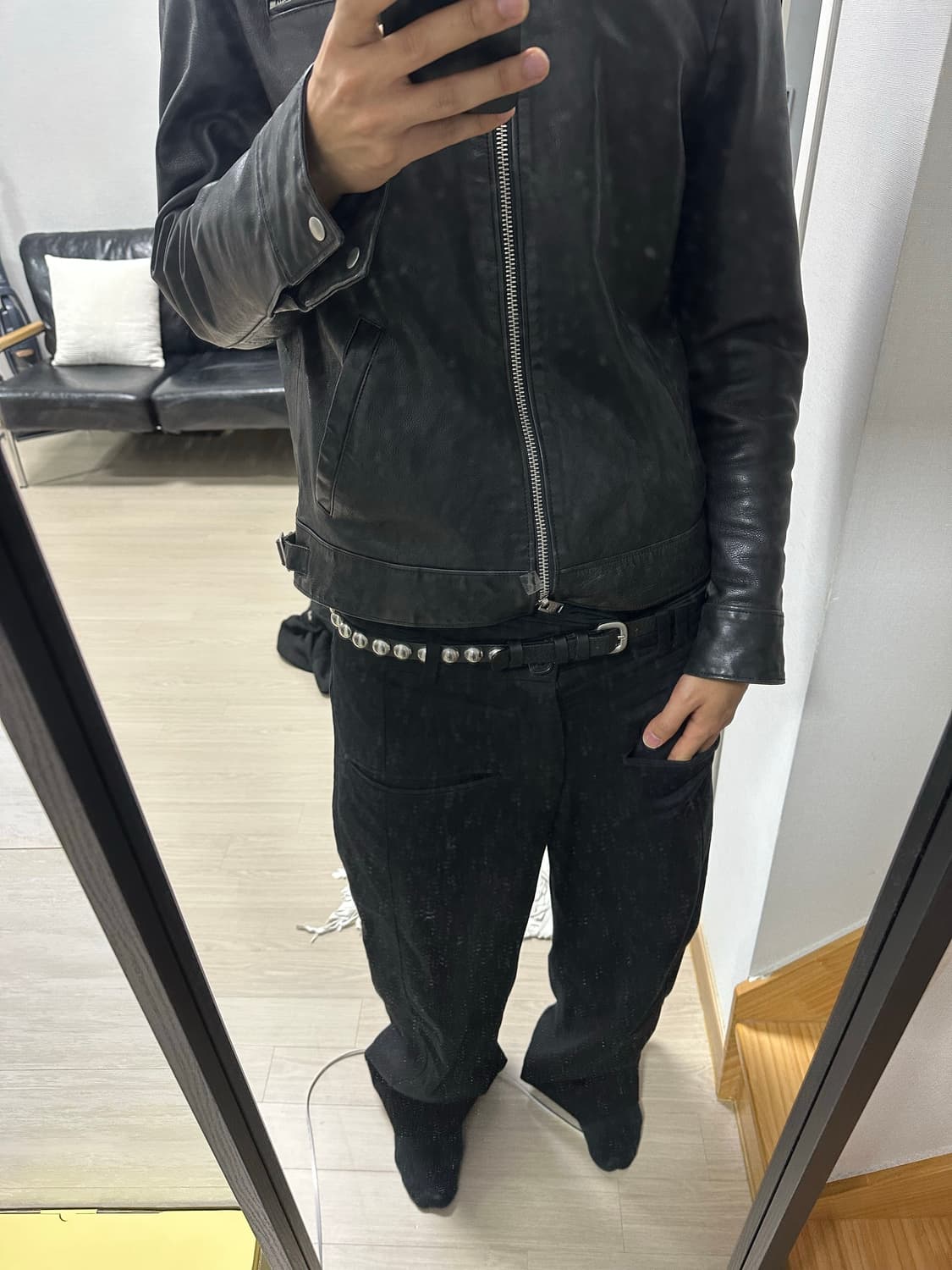 앤드뮐 미스터 스터드 슬림 레더 벨트 os  상품이미지7