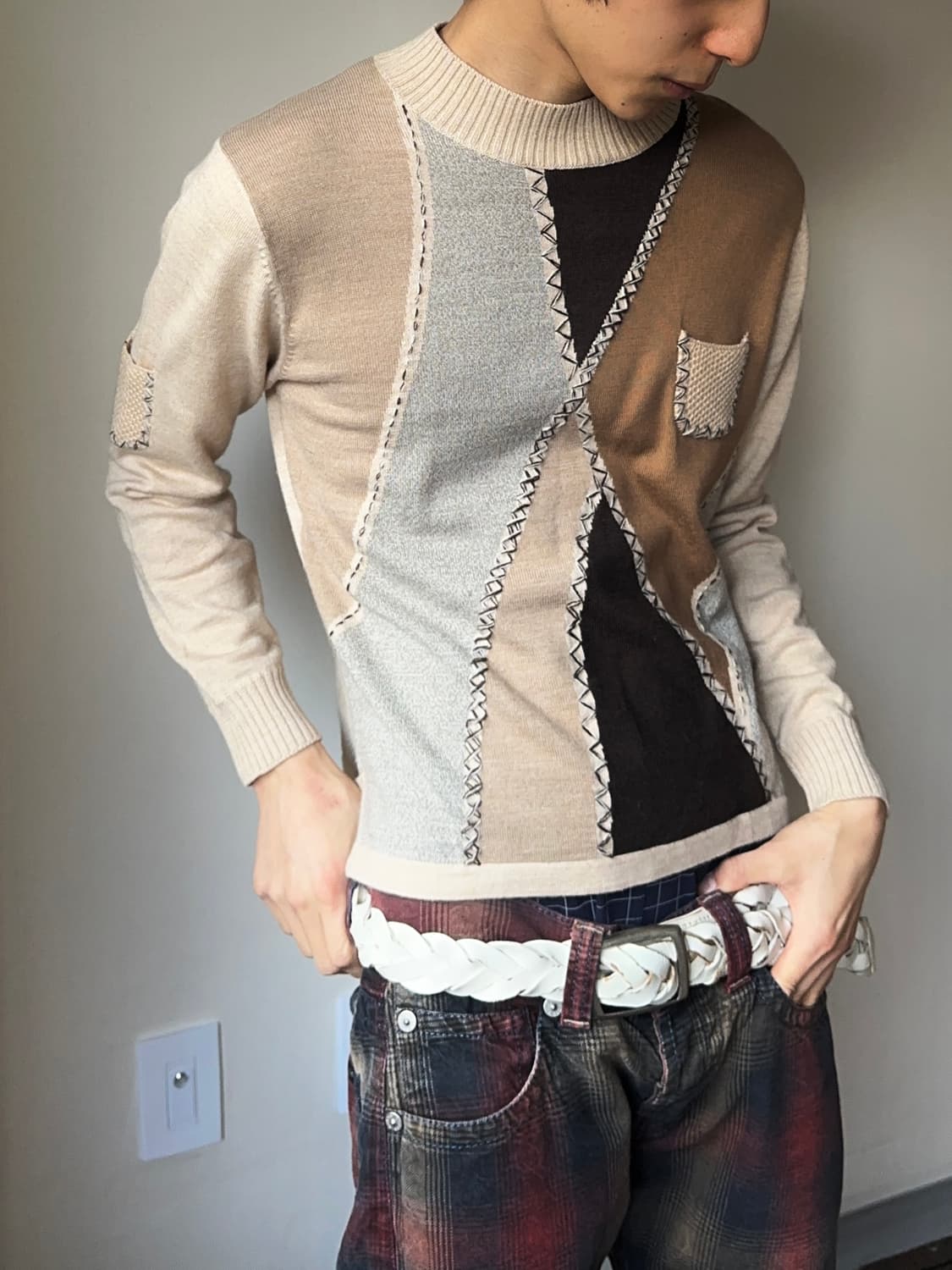 Yanpigelle 패치워크 무드 니트 상품이미지1