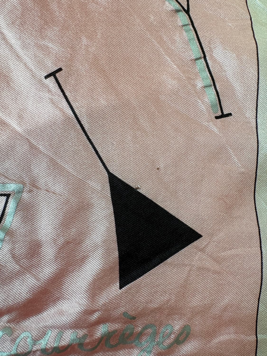 [빈티지 정품] 꾸레쥬 Courrèges 실크 칵테일 패턴 스카프 상품이미지4