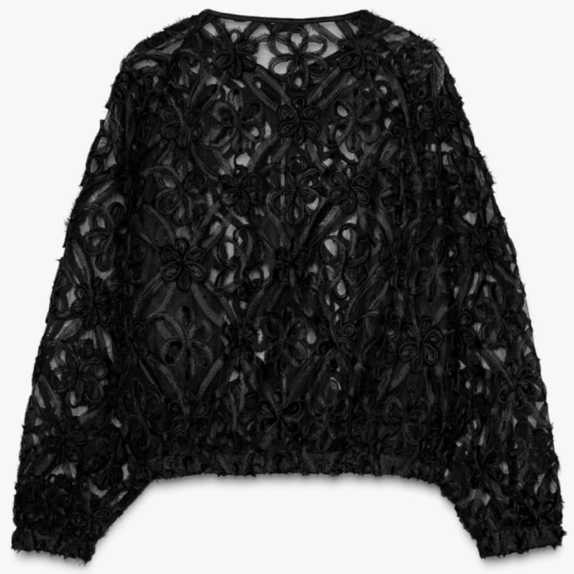 자라 블랙 플라워 레이스 집업 가디건 상품이미지2