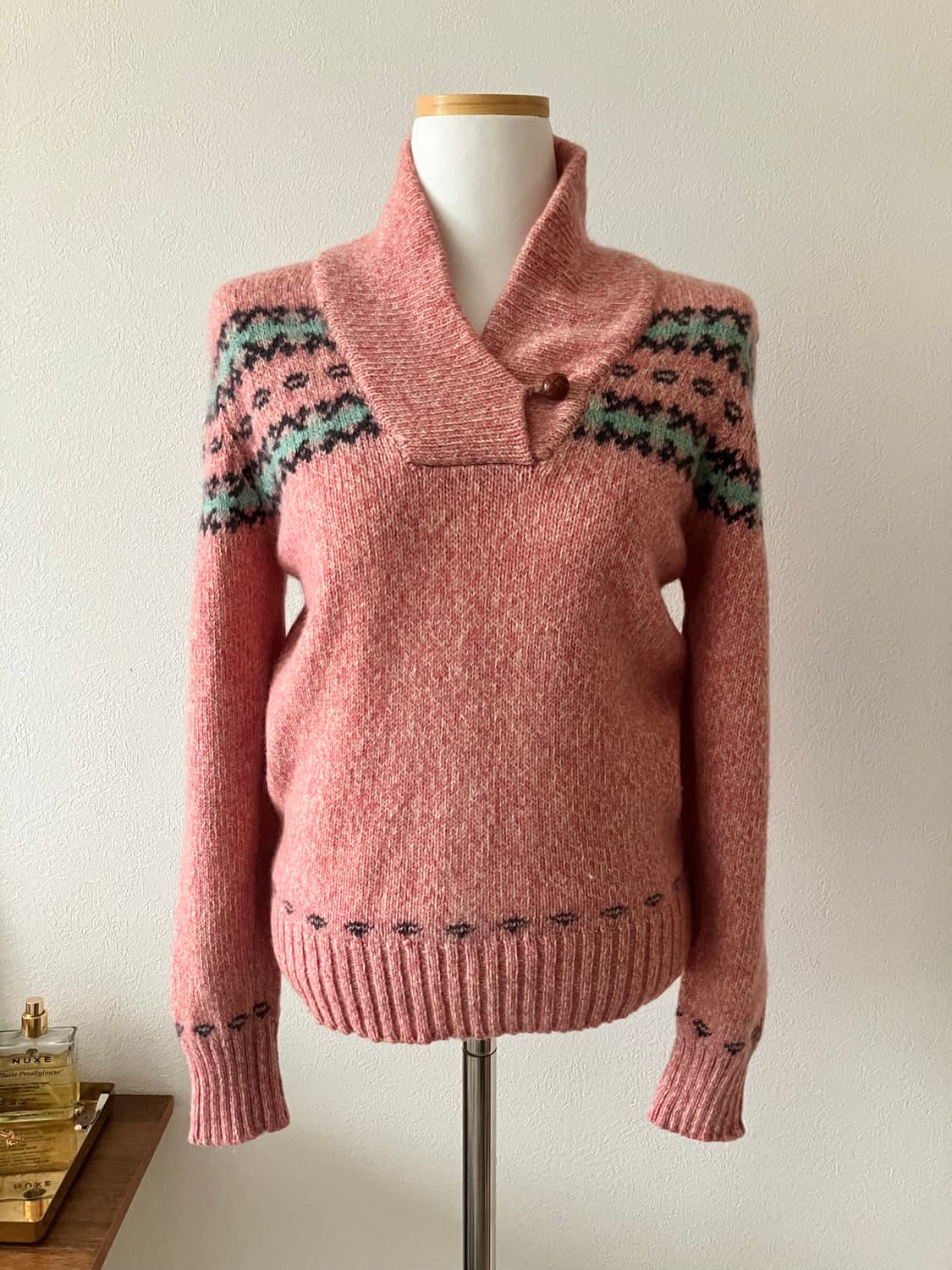 90s Wool Rich 울리치 여성 숄칼라 핑크 스웨터 상품이미지1